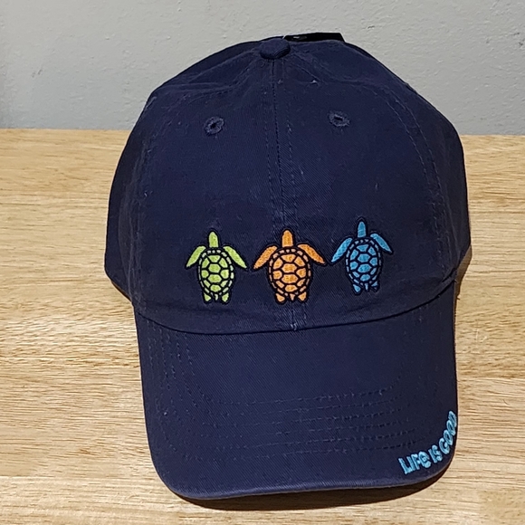 Navy Cap with Colorful Turtle Embroidery - Picture 1 of 8